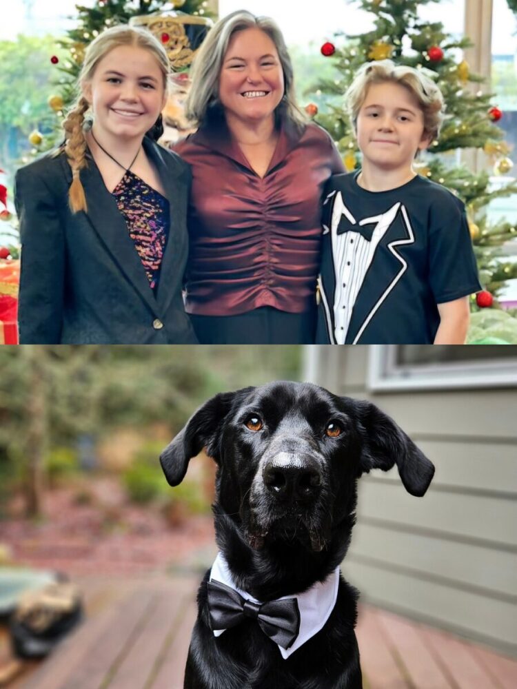 Melisa K. Edwards with her twins and her dog